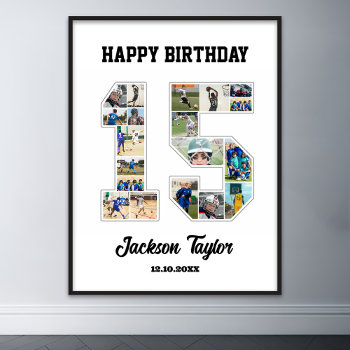 15th Birthday Anniversary Number 15 Photo Collage Poster by raindwops at Zazzle