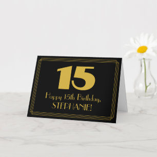 15th Birthday: Art Deco Inspired Look "15" & Name Card