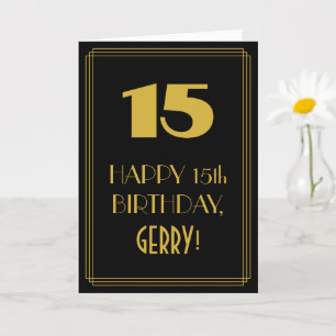 15th Birthday ~ Art Deco Inspired Look "15" & Name Card