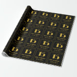 [ Thumbnail: 15th Birthday ~ Art Deco Inspired Look "15", Name Wrapping Paper ]