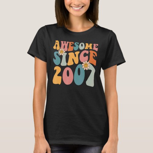 15th Birthday Awesome Since 2007 15 Years Old Boy  T_Shirt