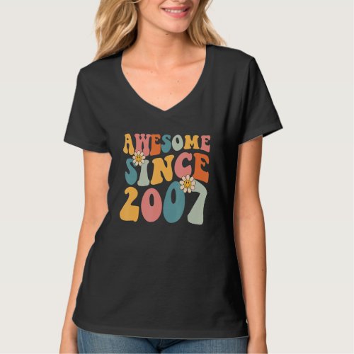 15th Birthday  Awesome Since 2007 15 Years Old Boy T_Shirt