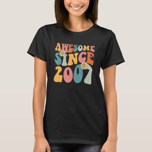 15th Birthday  Awesome Since 2007 15 Years Old Boy T_Shirt