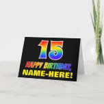[ Thumbnail: 15th Birthday: Bold, Fun, Simple, Rainbow 15 Card ]