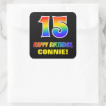 [ Thumbnail: 15th Birthday: Bold, Fun, Simple, Rainbow 15 Sticker ]