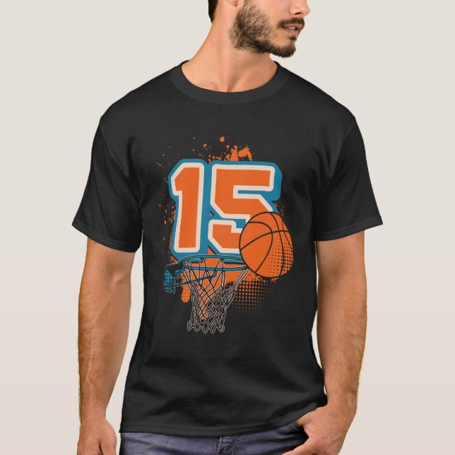 15th Birthday Boy Sketll Player Sketll 15 Years Ol T-Shirt (Front)