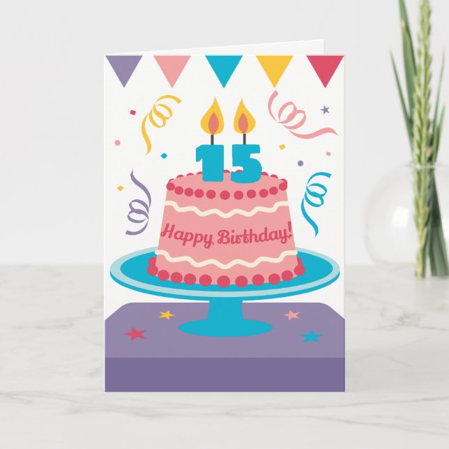 15th Birthday Cake Card (Front)