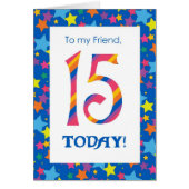 15th Birthday Card for Friend, Stripes and Stars (Front)
