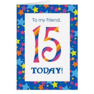 15th Birthday Card for Friend, Stripes and Stars