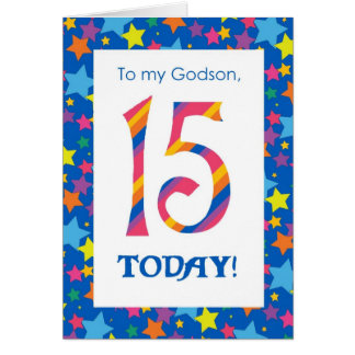 15th Birthday Card for Godson, Stripes and Stars