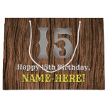 [ Thumbnail: 15th Birthday: Country Western Inspired Look, Name Gift Bag ]