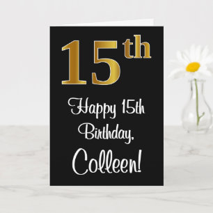 15th Birthday ~ Elegant Luxurious Faux Gold Look # Card