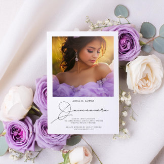 15th Birthday Elegant Quinceanera Photo Invitation