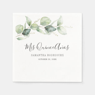 15th Birthday Eucalyptus Greenery Quinceanera Napkins