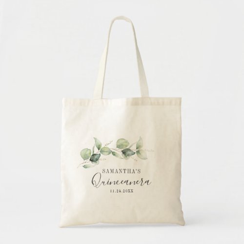 15th Birthday Eucalyptus Quinceanera Greenery Tote Bag