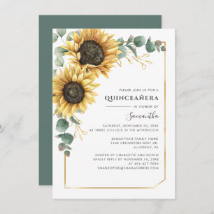 15th Birthday Floral Eucalyptus Quinceanera Party Invitation