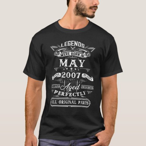 15th Birthday  For Legends Born May 2007 15 Years  T_Shirt