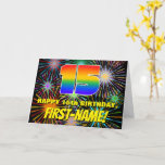 [ Thumbnail: 15th Birthday: Fun, Colorful Celebratory Fireworks Card ]