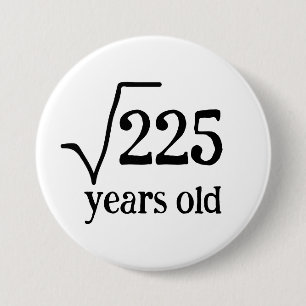 15th birthday funny fifteen math square root button