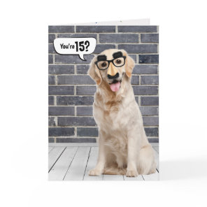 15th Birthday Funny Golden Retriever Card