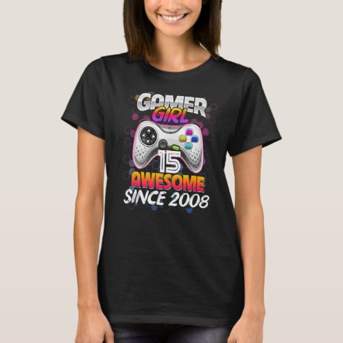 15th Birthday Girl Level 15 Unlocked Awesome 2008  T_Shirt