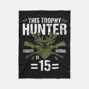15th Birthday Hunting Duck Deer Hunter 15 Year Old Fleece Blanket