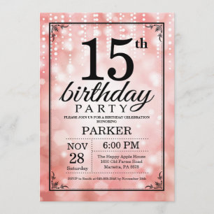 15th Birthday Invitation Pink Glitter