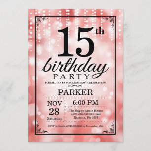 15th Birthday Invitation Red Glitter