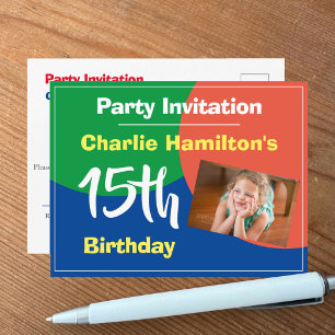 15th Birthday Invitation with Photo Postcard