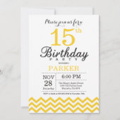 15th Birthday Invitation Yellow Chevron (Front)