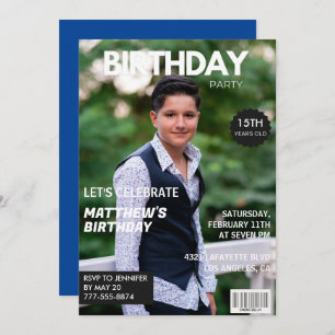 15th birthday invitations Men Him Magazine Cover