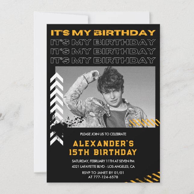 15th birthday invitations Men Photo Spray paint (Front)