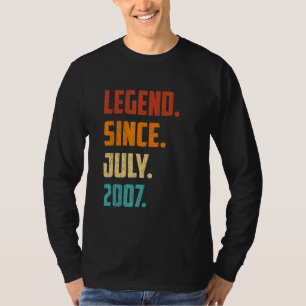 15th Birthday Legend Since July 2007 15 Years Old T-Shirt