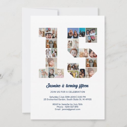 15th Birthday Number 15 Custom Photo Collage