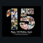 15th Birthday Number 15 Custom Photo Collage Poster<br><div class="desc">Mark years of wonderful memories and adventures with this captivating 15th Birthday Number Photo Collage. This customizable template is the perfect blend of creativity and sentiment, allowing you to create a truly memorable and personalized gift for your loved one's special day. Capture the essence of incredible years in a single...</div>