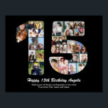 15th Birthday Number 15 Custom Photo Collage Poster<br><div class="desc">Mark years of wonderful memories and adventures with this captivating 15th Birthday Number Photo Collage. This customizable template is the perfect blend of creativity and sentiment, allowing you to create a truly memorable and personalized gift for your loved one's special day. Capture the essence of incredible years in a single...</div>