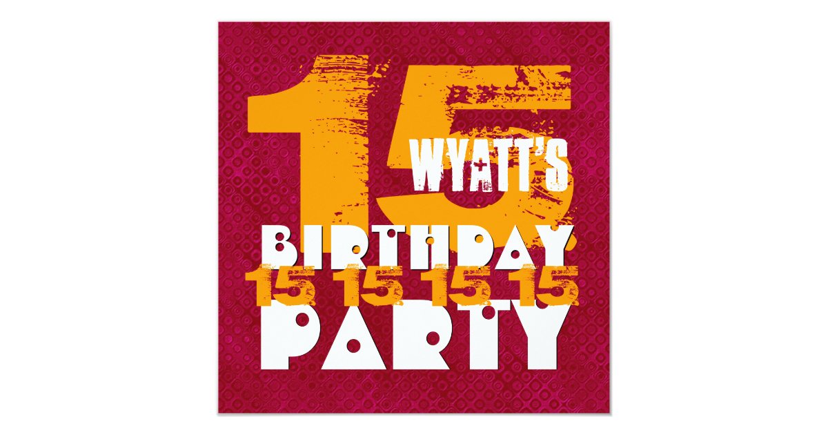 15th Birthday Party 15 Year Old Grunge Z15A Invitation | Zazzle.com