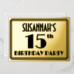 [ Thumbnail: 15th Birthday Party — Art Deco Look “15” + Name Invitation ]