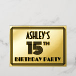 [ Thumbnail: 15th Birthday Party — Art Deco Style “15” & Name Invitation ]