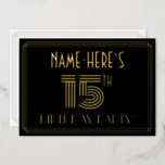 [ Thumbnail: 15th Birthday Party — Art Deco Style “15” + Name Invitation ]