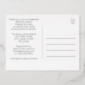 15th Birthday Party ~ Art Deco Style “15” + Name Foil Invitation Postcard (Back)