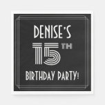 [ Thumbnail: 15th Birthday Party: Art Deco Style + Custom Name Napkins ]