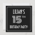 [ Thumbnail: 15th Birthday Party: Art Deco Style W/ Custom Name Invitation ]