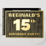 [ Thumbnail: 15th Birthday Party: Bold, Faux Wood Grain Pattern Invitation ]