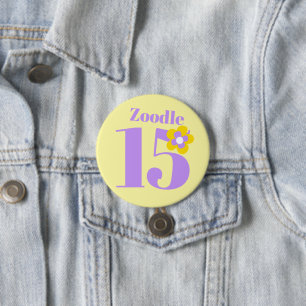 15th Birthday party girls yellow purple Button