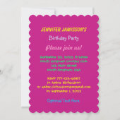 15th Birthday Party Hot Pink Personalized Name Invitation (Back)