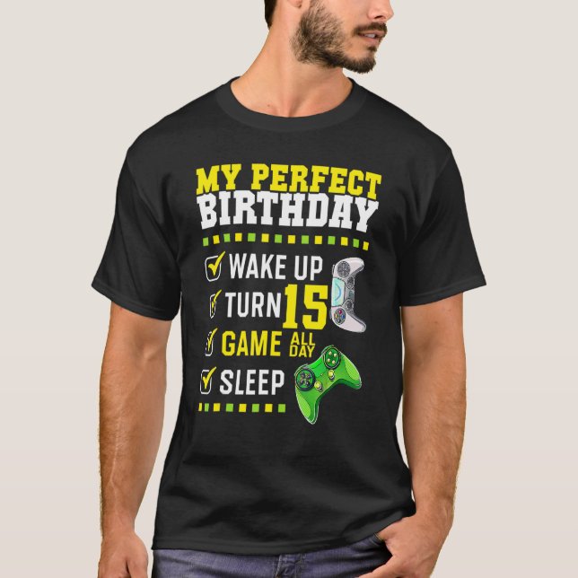 15th Birthday Party Perfect For Gamer 15 Years Old T-Shirt (Front)