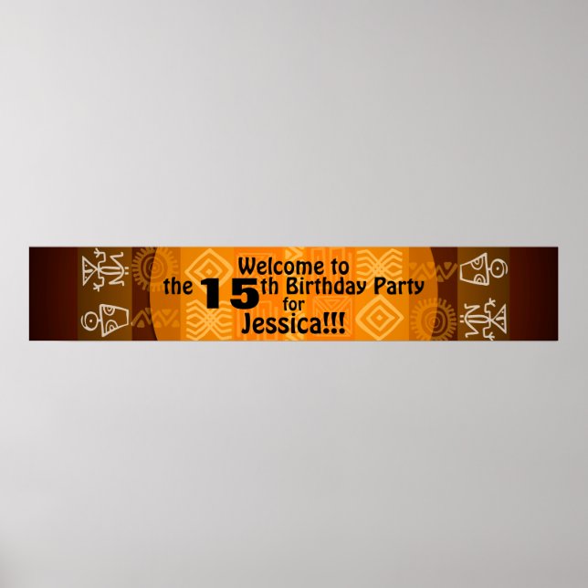 15th Birthday Party Personalized Banner 60x11 Poster (Front)
