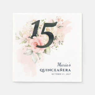 15th Birthday Party Quinceanera Floral Rustic Napkins
