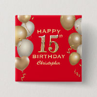 15th Birthday Party Red and Gold Balloons